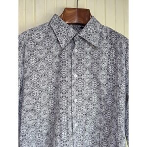 Devil's Advocate Shirt Mens 2XL White Geometric Print Long Sleeve Button Up